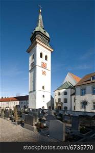 The free-standing tower of Rottenbuch Church, Bavaria, Germany