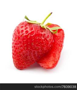 The fresh cut strawberrie on a clear white background