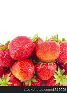 The fresh strawberries on a clear white background