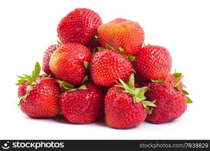 The fresh strawberries on a clear white background