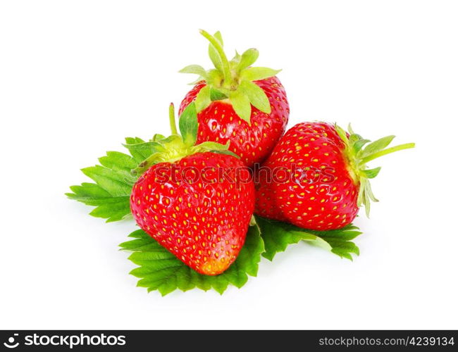 The fresh strawberry isolated on white background