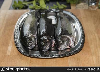the fresh trouts on a tablet
