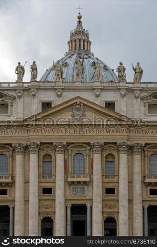 The front facade of St Peter&rsquo;s Bascilica, Rome, Italy