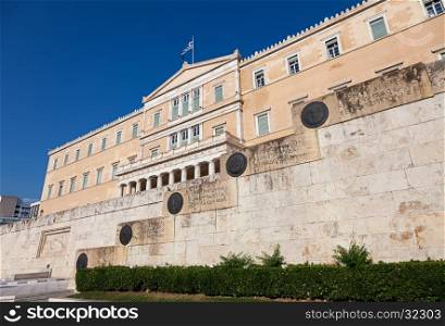 The front facade of the current Hellenic Parliament building, Old Royal Palace