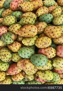 The fruit of the prickly pear cactus, as seen in a market stall in Casablanca, is considered a delicacy in Morocco.