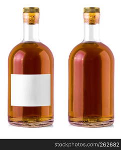 The full whiskey, cognac, brandy bottle isolated on white background. with clipping path