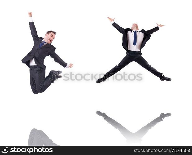 The funny businessman isolated on the white. Funny businessman isolated on the white