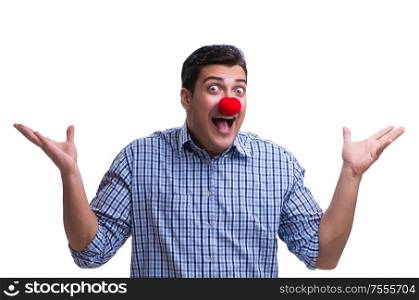 The funny man clown isolated on white background. Funny man clown isolated on white background
