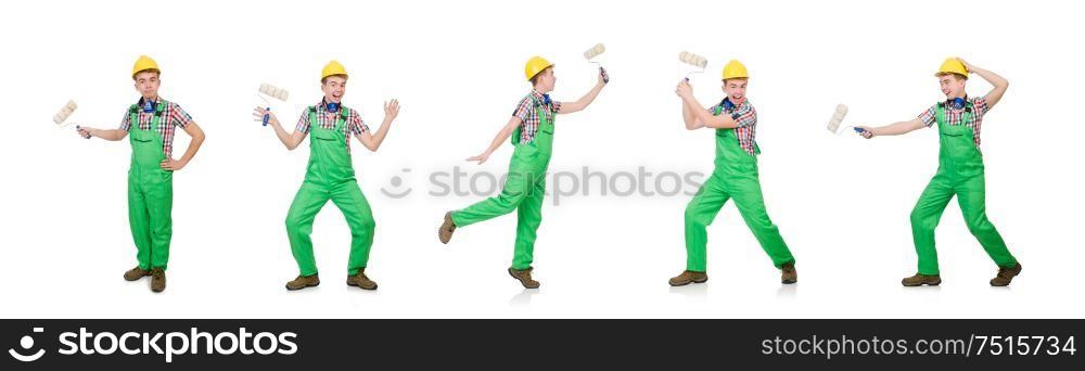 The funny painter isolated on white. Funny painter isolated on white