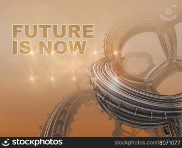 The future is now written on 3d illustration of abstract geometric fractal composition ,digital art works.