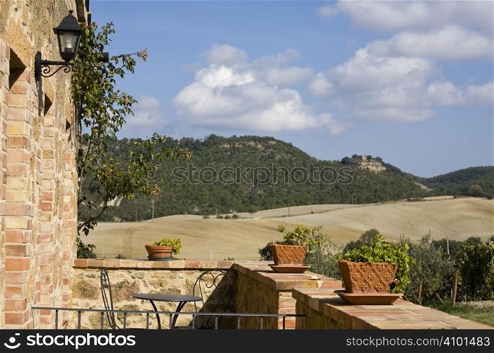 The garden of a luxury country house in the famous Tuscan hills, Italy.