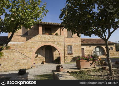 The garden of a luxury country house in the famous Tuscan hills, Italy.