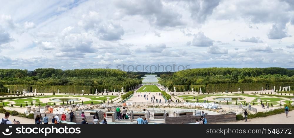 The Gardens of Versailles in a beautiful summer day in Paris, France