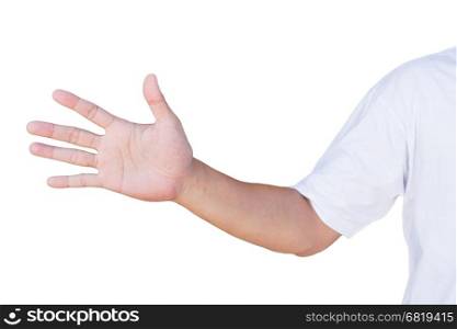 The gesture of hand counting five with clipping path&#xA;