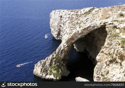 The Ghar Hasan Cave at the eastcoast of Malta in Europe.. EUROPE MALTA