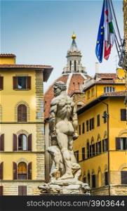 The giant statue of Neptune in piazza della Signoria in Florence, Italy