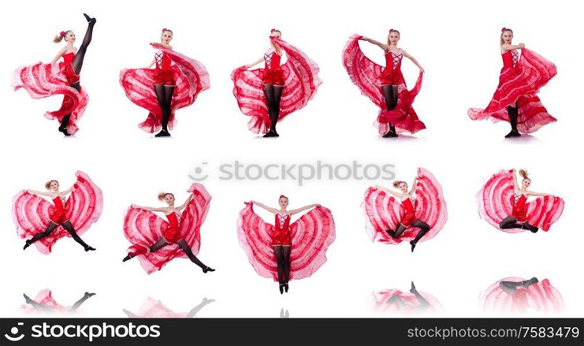 The girl in red dress dancing dance. Girl in red dress dancing dance