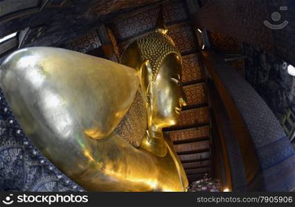 The golden Buddha at the temple of Wat Pho in the city of Bangkok in Thailand in Southeastasia.. ASIA THAILAND BANGKOK WAT PHO