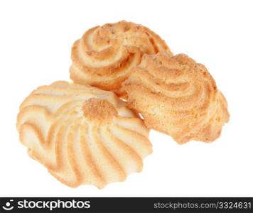 the golden cookies isolated on white background