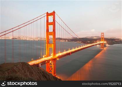 The Golden Gate Bridge in San Francisco from above, California