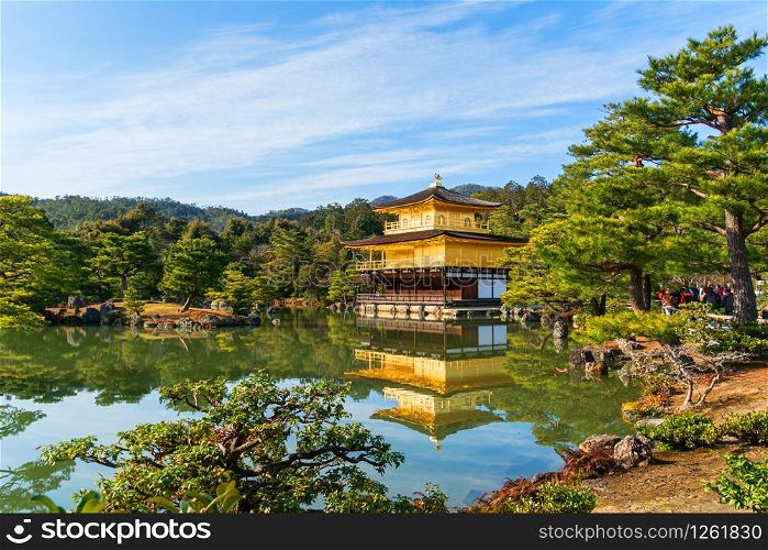 The Golden Pavilion (Kinkaku-ji), a Zen Buddhist temple in Kyoto, Japan