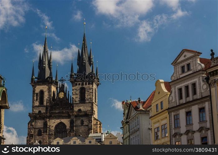 The gothic Church of Mother of God in front of Tyn in Old Town Square in Prague