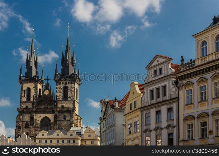 The gothic Church of Mother of God in front of Tyn in Old Town Square in Prague