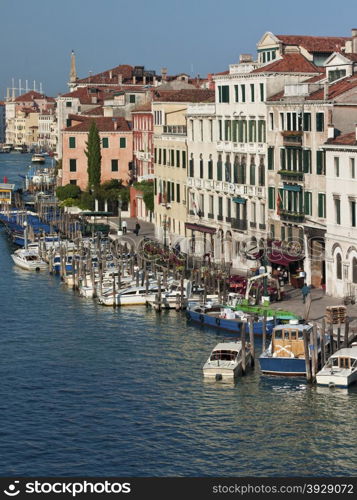 The Grand Canal in the city of Venice in northeastern Italy. The city is listed as a UNESCO World Heritage Site, along with its lagoon.