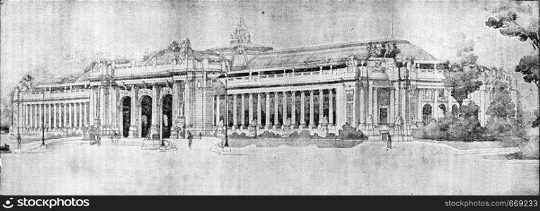 The Grand Palace, vintage engraved illustration. Industrial encyclopedia E.-O. Lami - 1875.