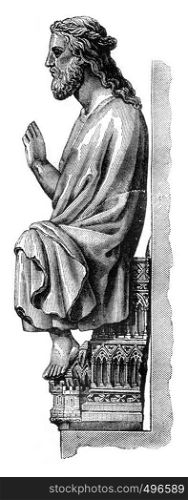 The great god of Therouanne in the Cathedral of Saint Omer, department of Pas de Calais, vintage engraved illustration. Magasin Pittoresque 1841.