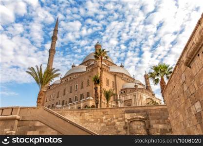 The Great Mosque of Muhammad Ali Pasha, view from the Citadel wall, Cairo, Egypt.. The Great Mosque of Muhammad Ali Pasha, view from the Citadel wall, Cairo, Egypt