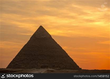 The Great pyramid on sunset in Giza, Egypt
