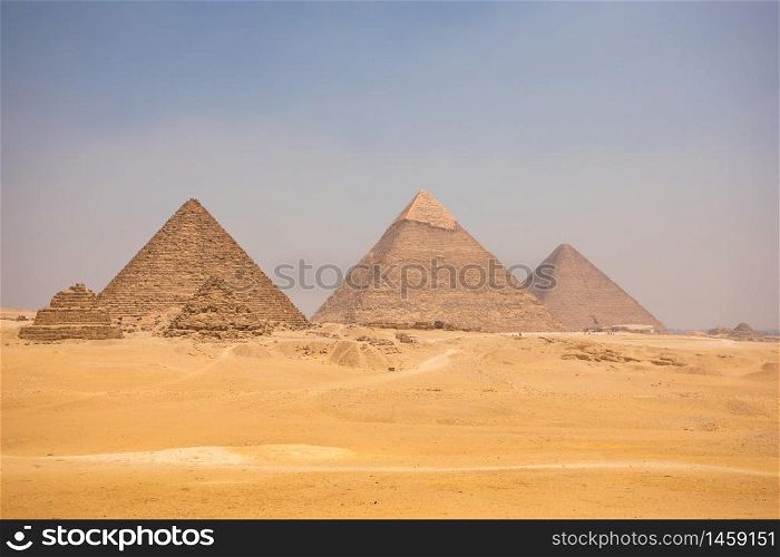 The Great pyramid with blue sky in Giza, Egypt
