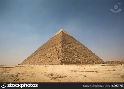 The Great pyramid with blue sky in Giza, Egypt