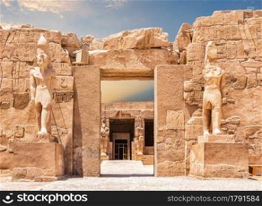 The Great Temple of Amun entrance, Karnak Temple complex, Luxor, Egypt.. The Great Temple of Amun entrance, Karnak Temple complex, Luxor, Egypt