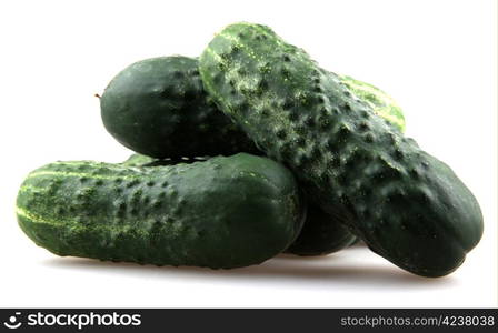 The green cucumbers isolated on white background.