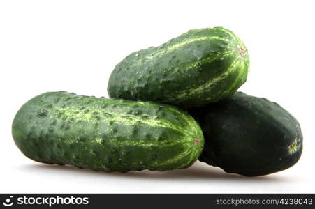 The green cucumbers isolated on white background.