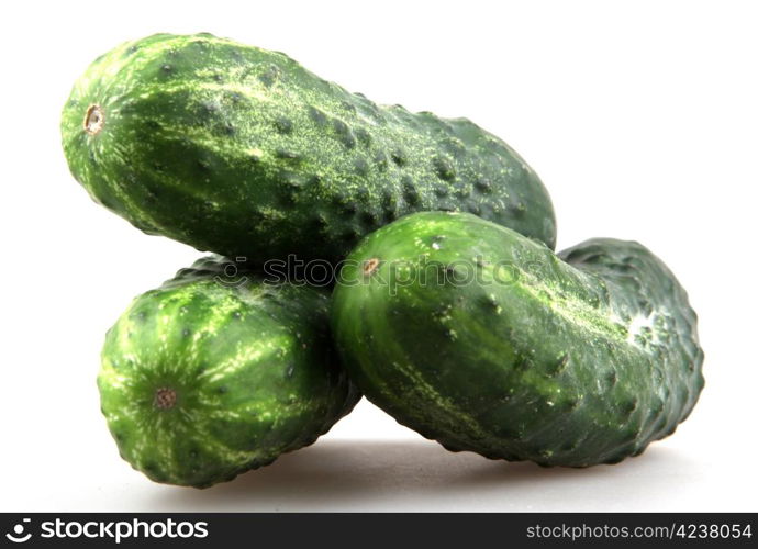 The green cucumbers isolated on white background.