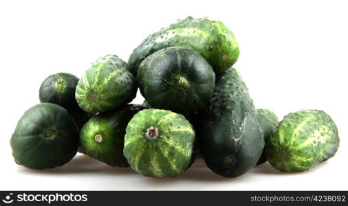 The green cucumbers isolated on white background.