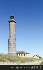 The grey lighthouse in Skagen, Denmark