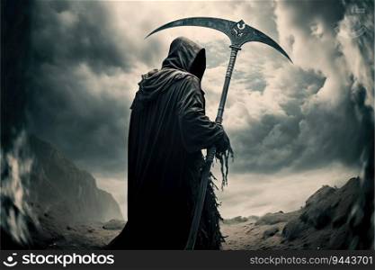 The grim reaper with a scythe created by AI	
