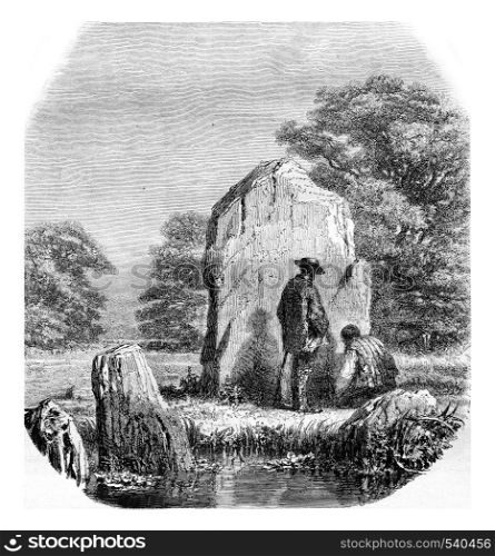 The Growing Stone, vintage engraved illustration. Magasin Pittoresque 1857.