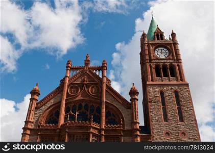 The Guildhall, neo-gothic building located at the main city square in Londonderry, Northern Ireland