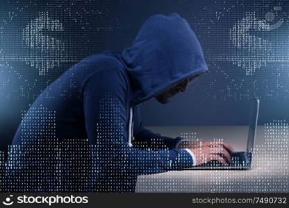 The hacker in digital security concept. Hacker in digital security concept