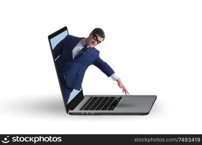 The hacker man trying to steal personal data. Hacker man trying to steal personal data