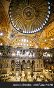 The Hagia Sophia (also called Hagia Sofia or Ayasofya) architecture, famous Byzantine landmark and world wonder in Istanbul, Turkey