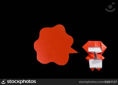 The Handmade Origami Balloons with Ninja Kid on the Black Background