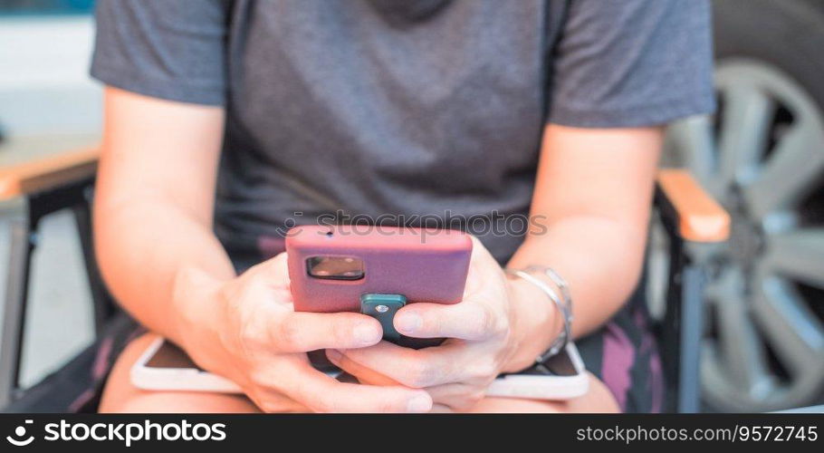 The hands of a woman holding a phone Suitable for making infographics.