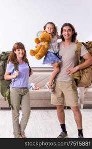 The happy family planning vacation trip. Happy family planning vacation trip