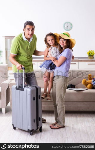 The happy family planning vacation trip. Happy family planning vacation trip